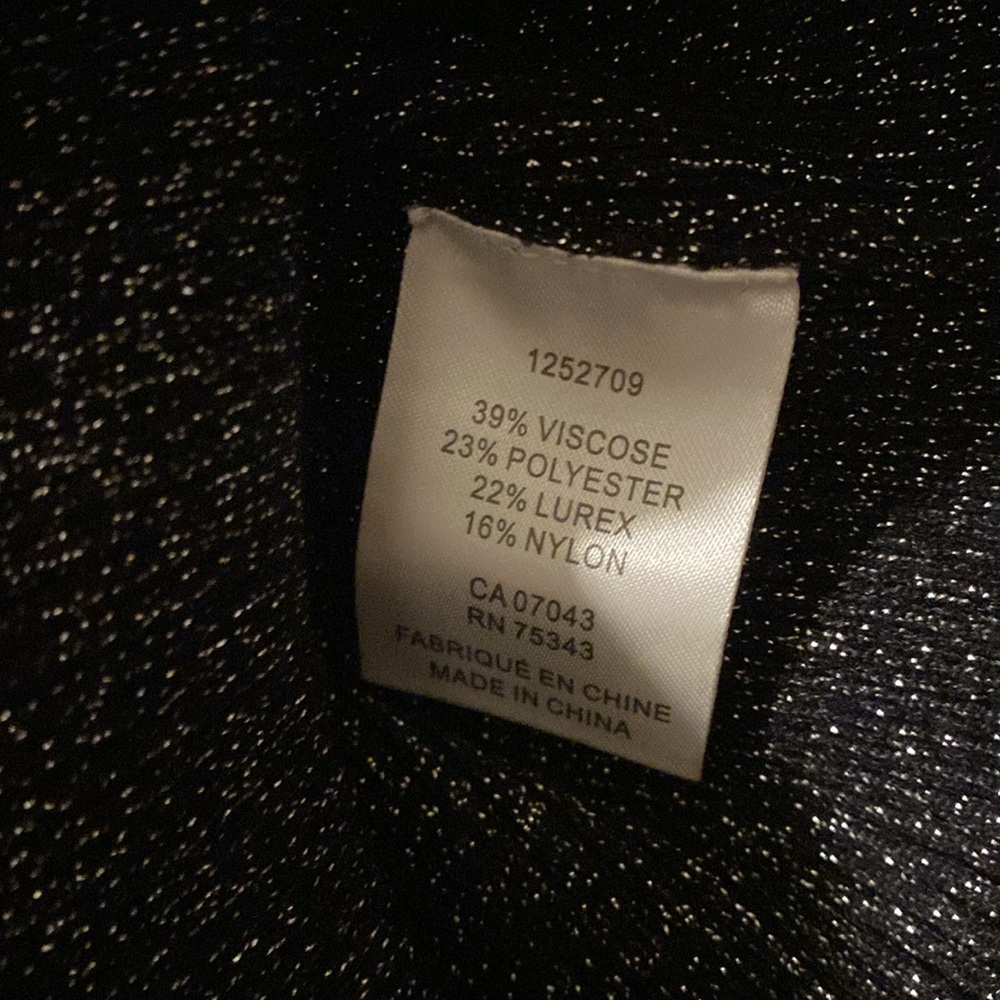 House of Harlow 1960 Shimmer Knit Black Metallic Sleeveless Mock Neck Top - L - Picture 4 of 5